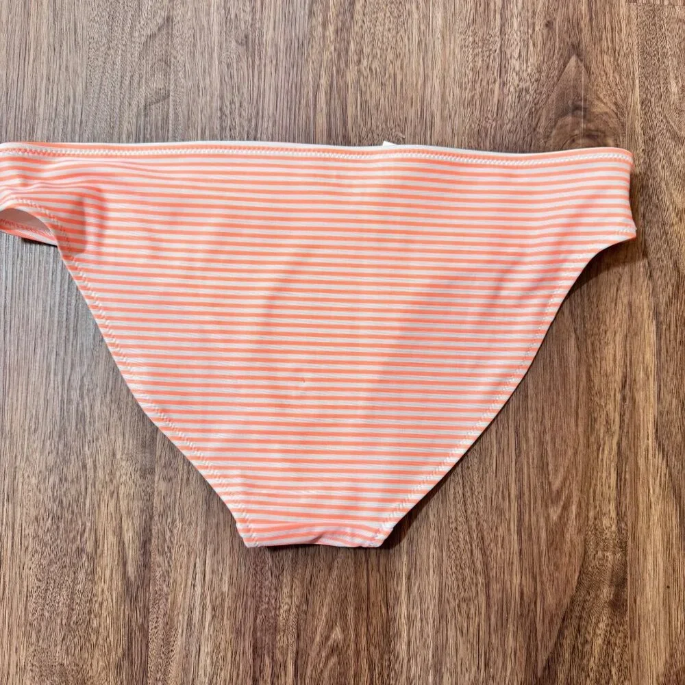 Aerie Orange Stripe MED Ruffle Bikini Top LARGE Bottom Two Piece Swimsuit READ - Picture 11 of 13